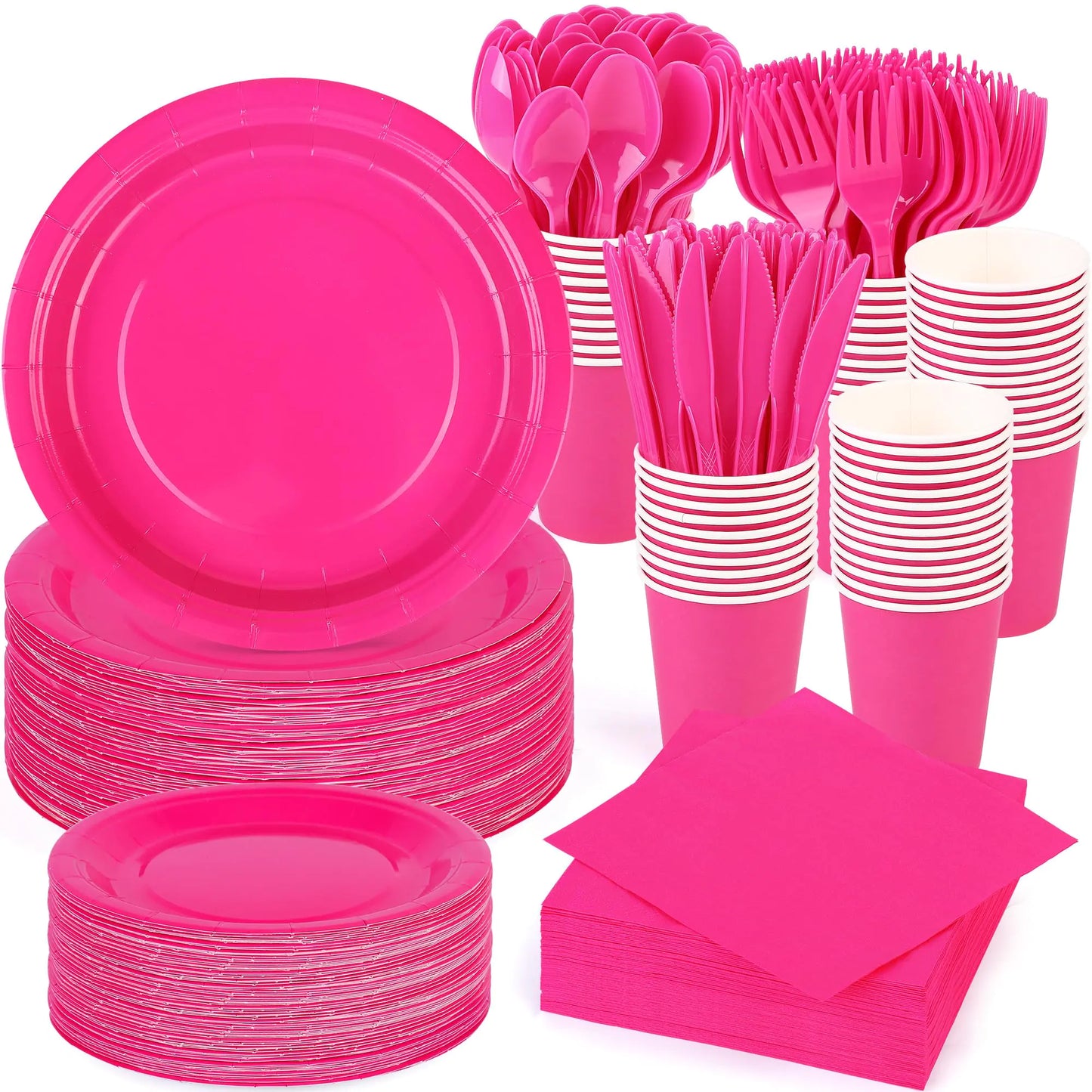 Hot Pink Classic Dinnerware Set - 350 ct, 50 Guests