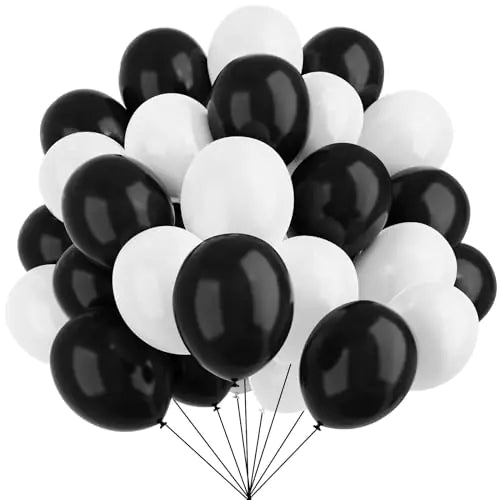 67-Piece Black & White Balloon Kit – 12” Latex