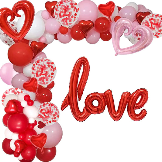 Valentine’s Day Balloon Arch Kit with Heart Foil Balloons