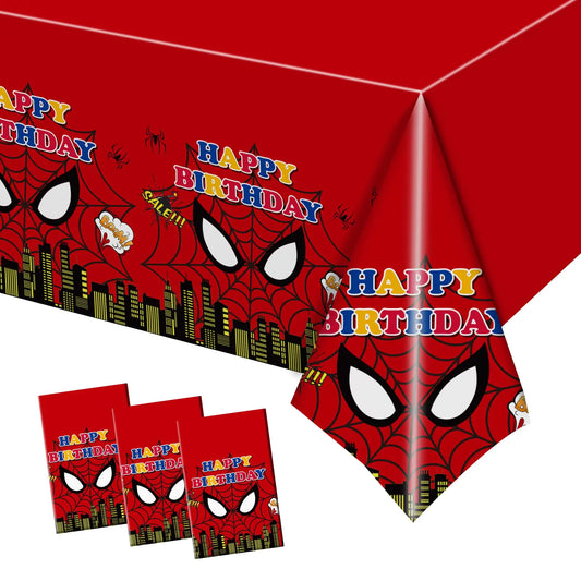 3-Pack Spider-Themed Plastic Table Cover Set
