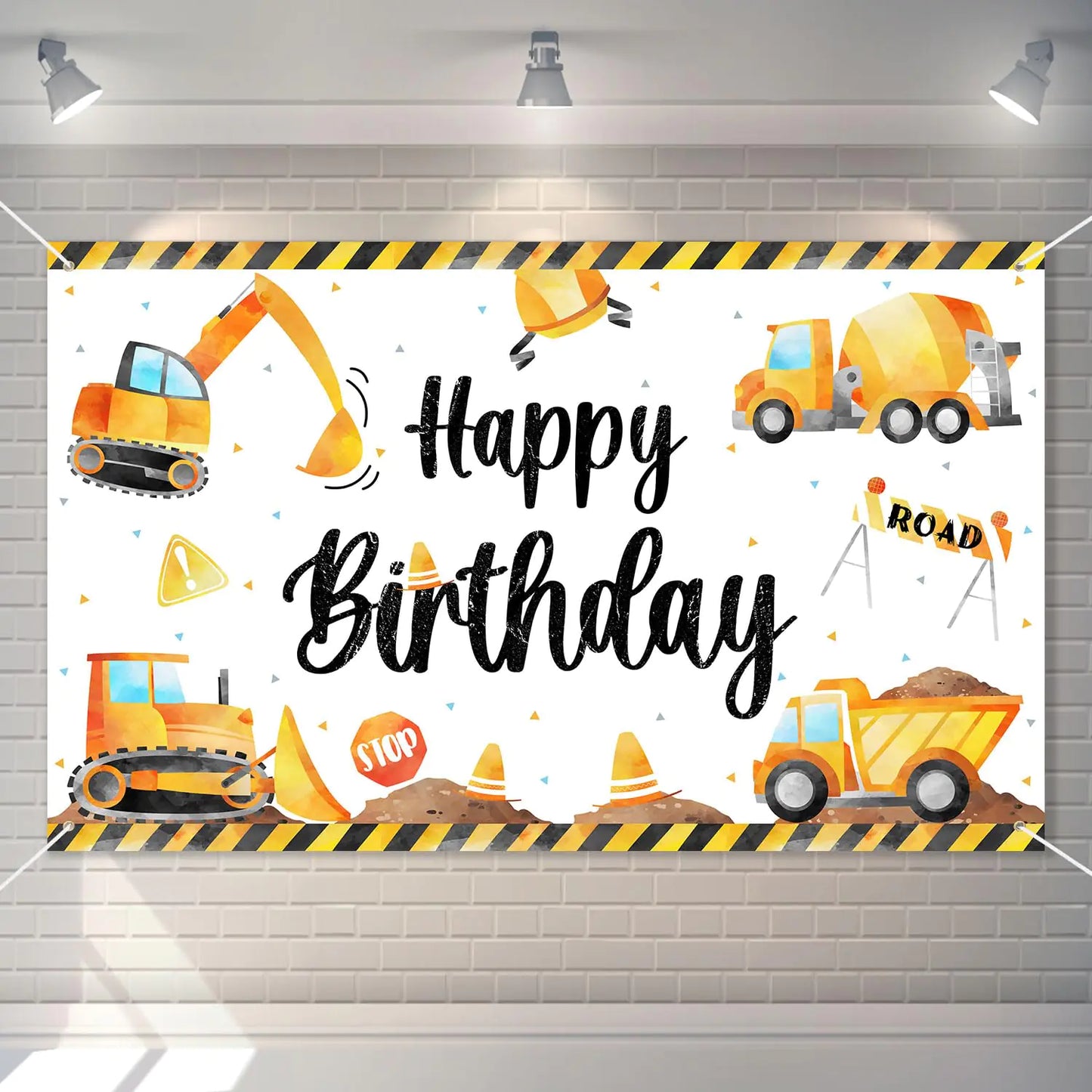Construction Birthday Backdrop Banner – 3 x 5 Ft