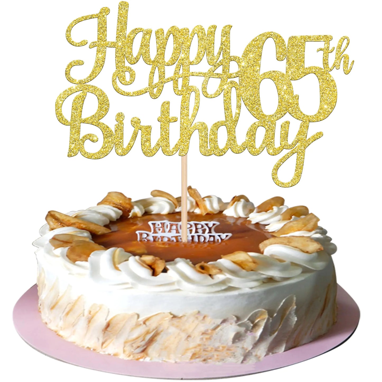 Gold Glitter 65th Birthday Cake Topper