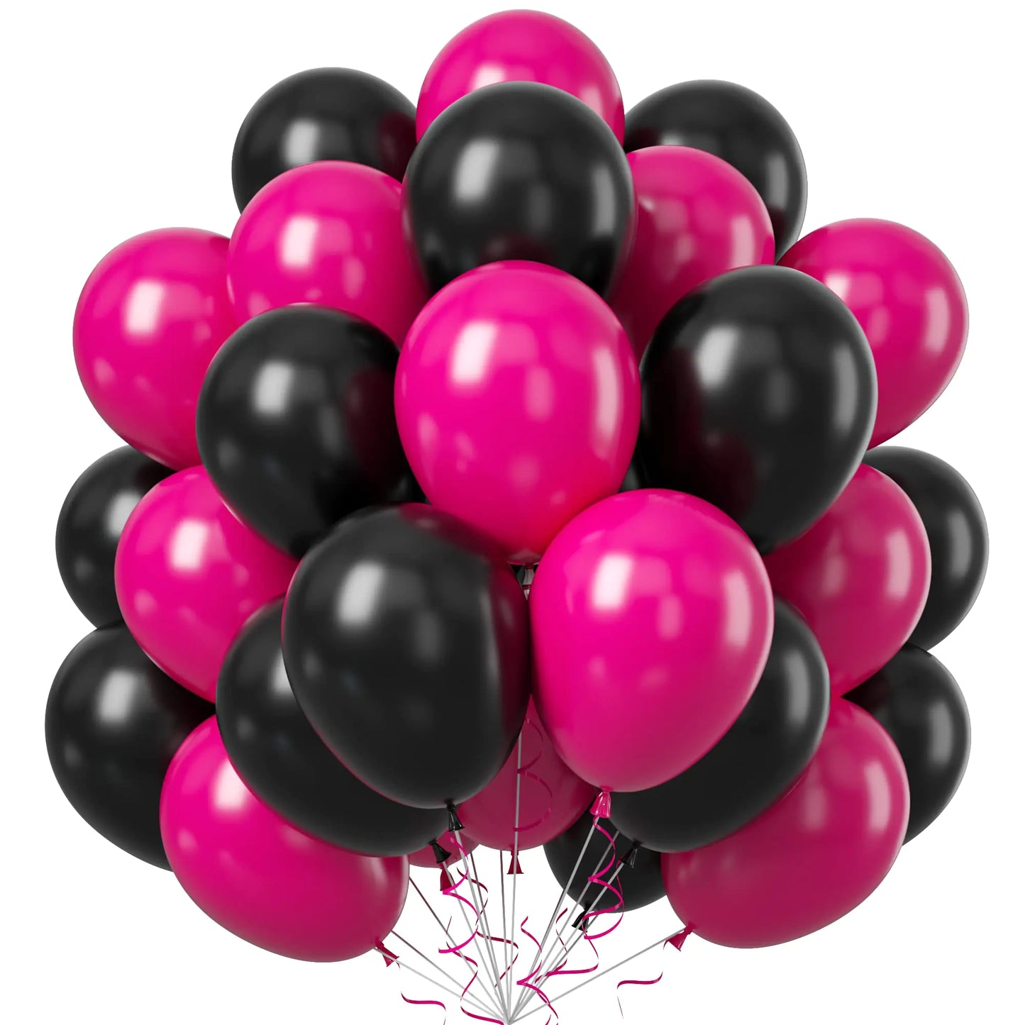 Black & Hot Pink Balloon Bundle - 50 ct