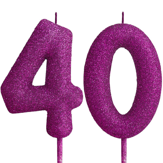 Glitter Purple 40th Birthday Candle – Number 40 Cake Topper