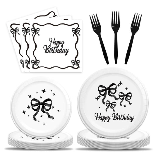 Black Bow Elegant Party Tableware Set