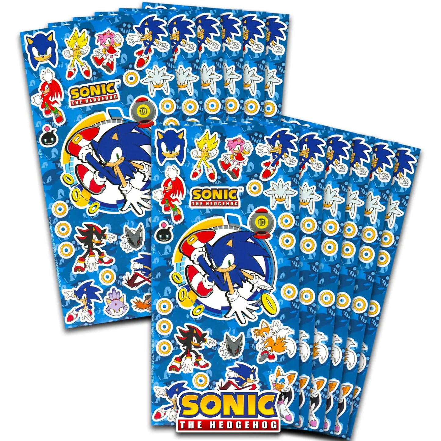 Speedy Blue Hedgehog Sticker Sheets Party Pack - 300 ct