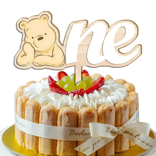 Classic Pooh “One” Wooden Cake Topper
