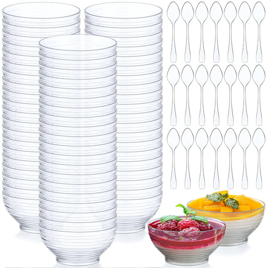 Clear Mini Dessert Bowl & Spoon Set - 200 ct