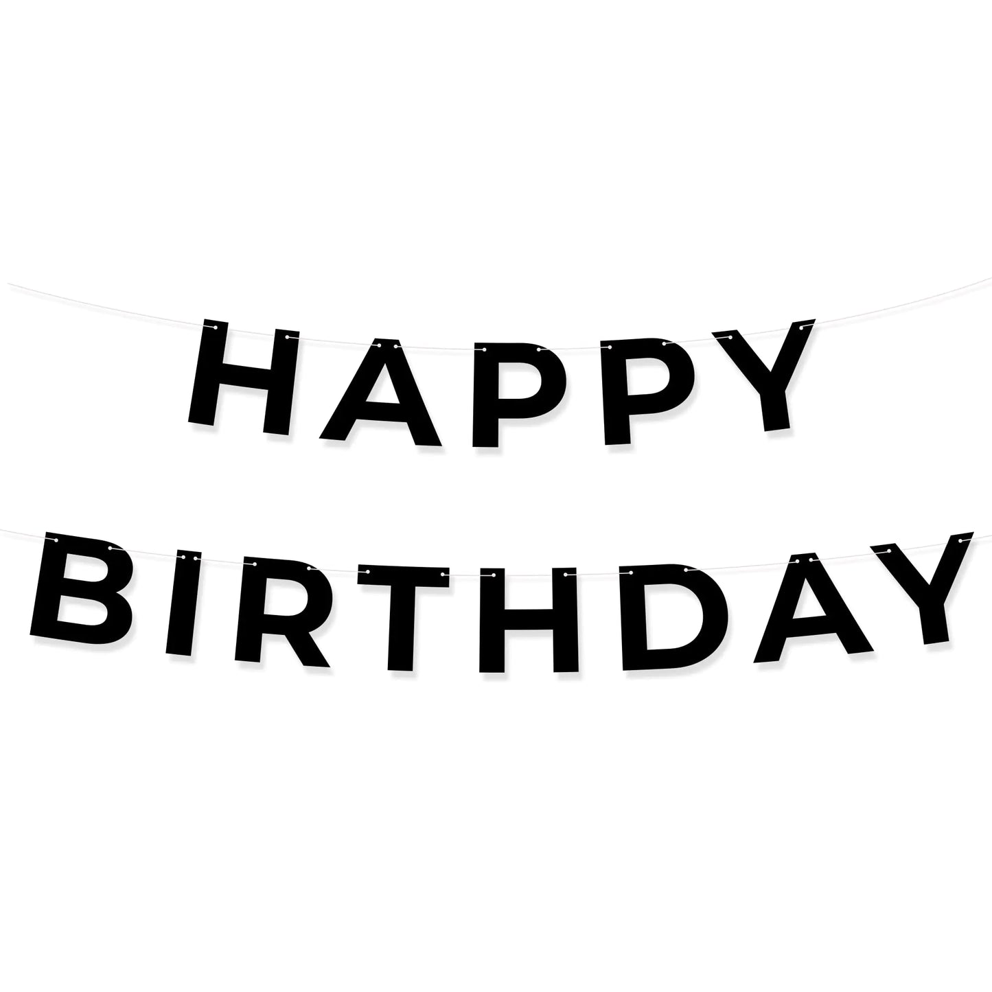 Black Happy Birthday Paper Banner - Pre-Strung