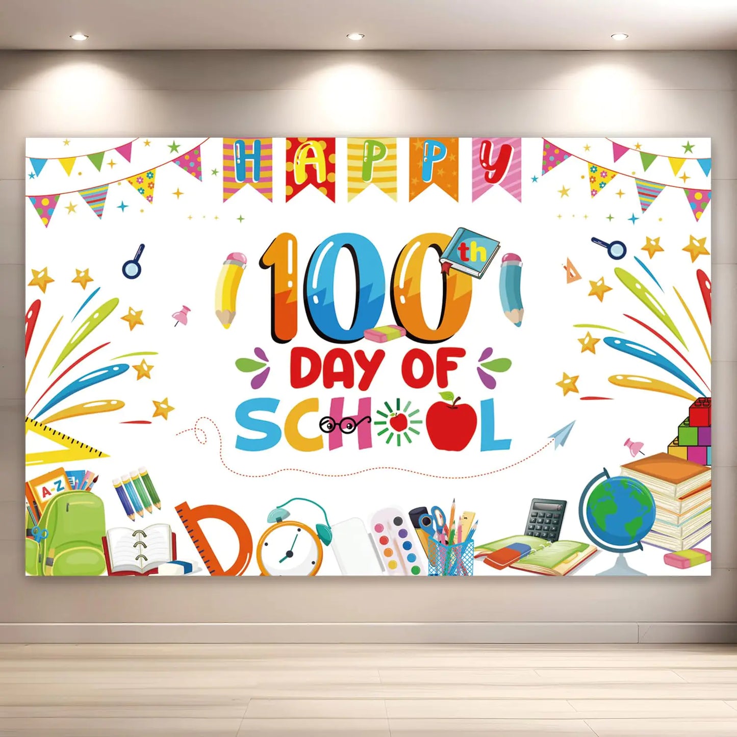 100th Day of School Backdrop Banner – 71 x 45 Inch