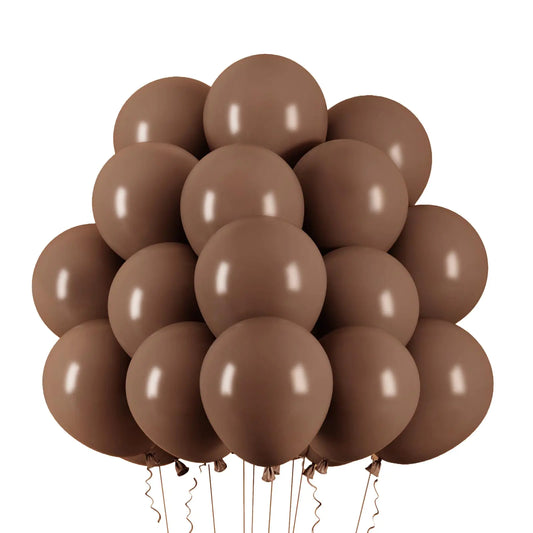 50-Piece Mocha Brown 12" Balloon Pack with Ribbon