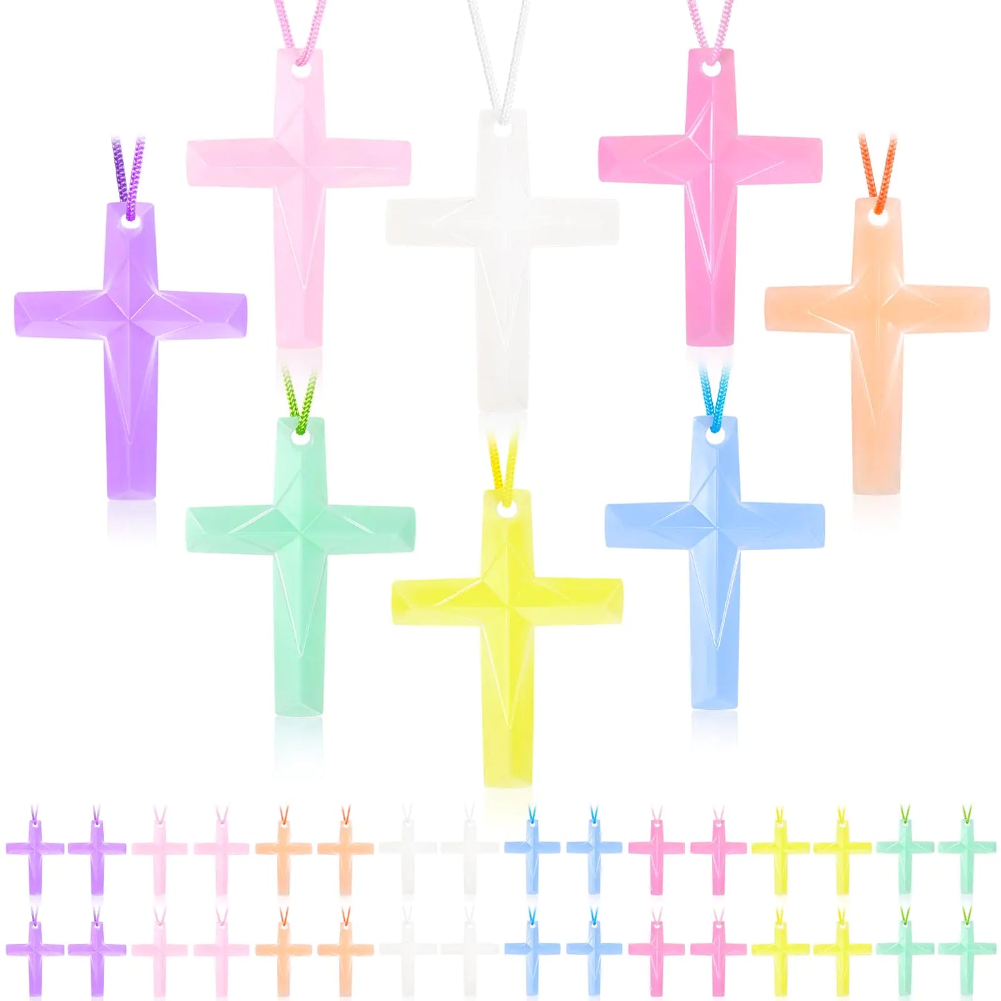Pastel Cross Necklace Easter Favor Set - 256 ct
