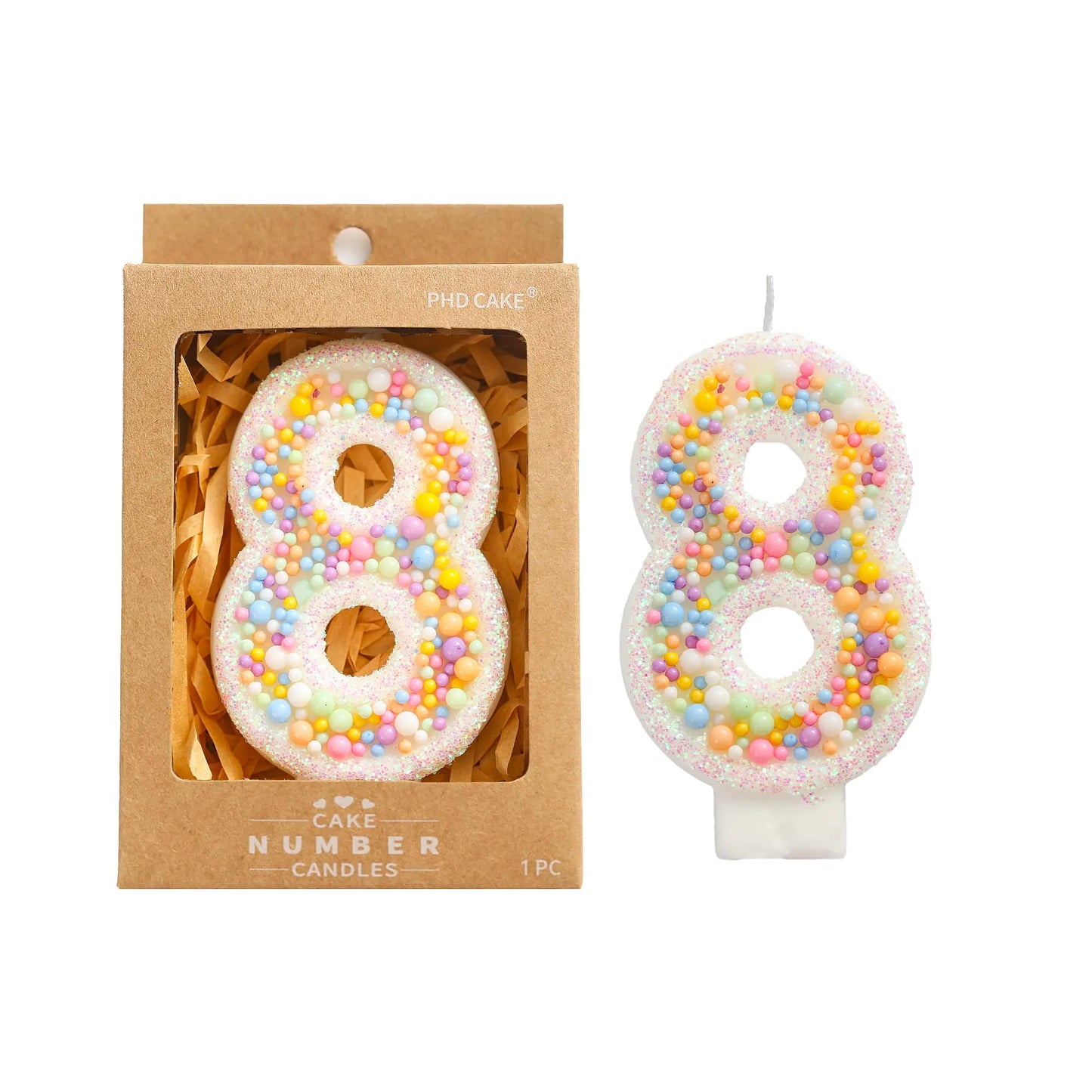 8th Birthday Macaron Number Candle
