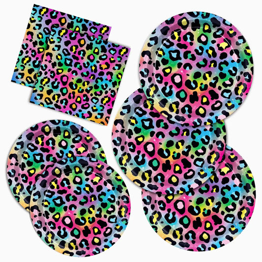 Neon Leopard Sparkle Dinnerware Set