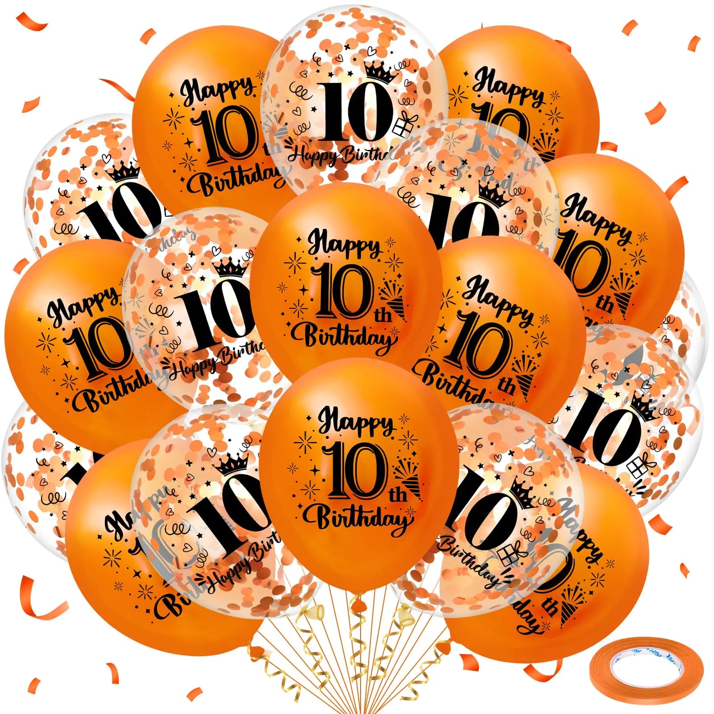 Happy 10th Birthday Orange Balloon Pack - 18 ct