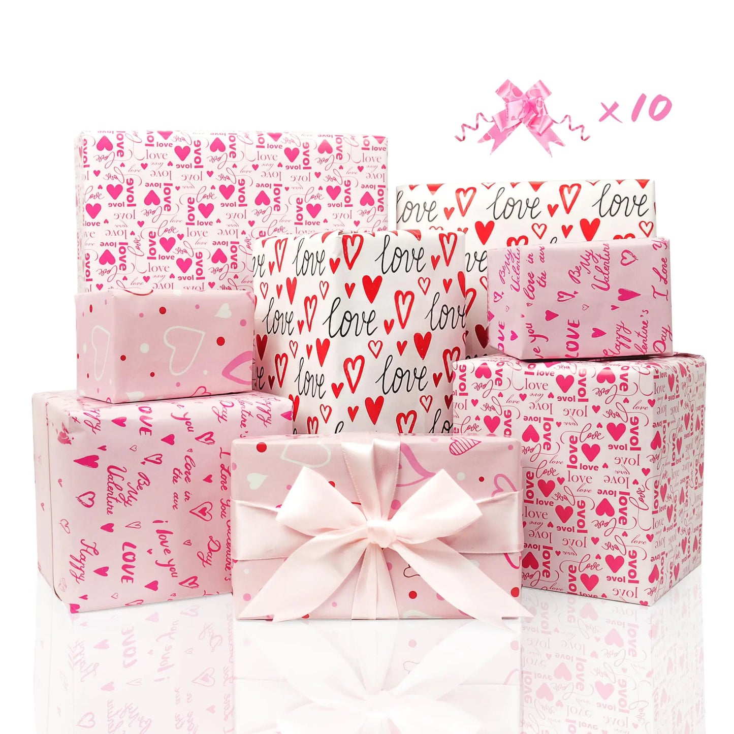 Valentine's Day Heart Wrapping Paper - 12 ct